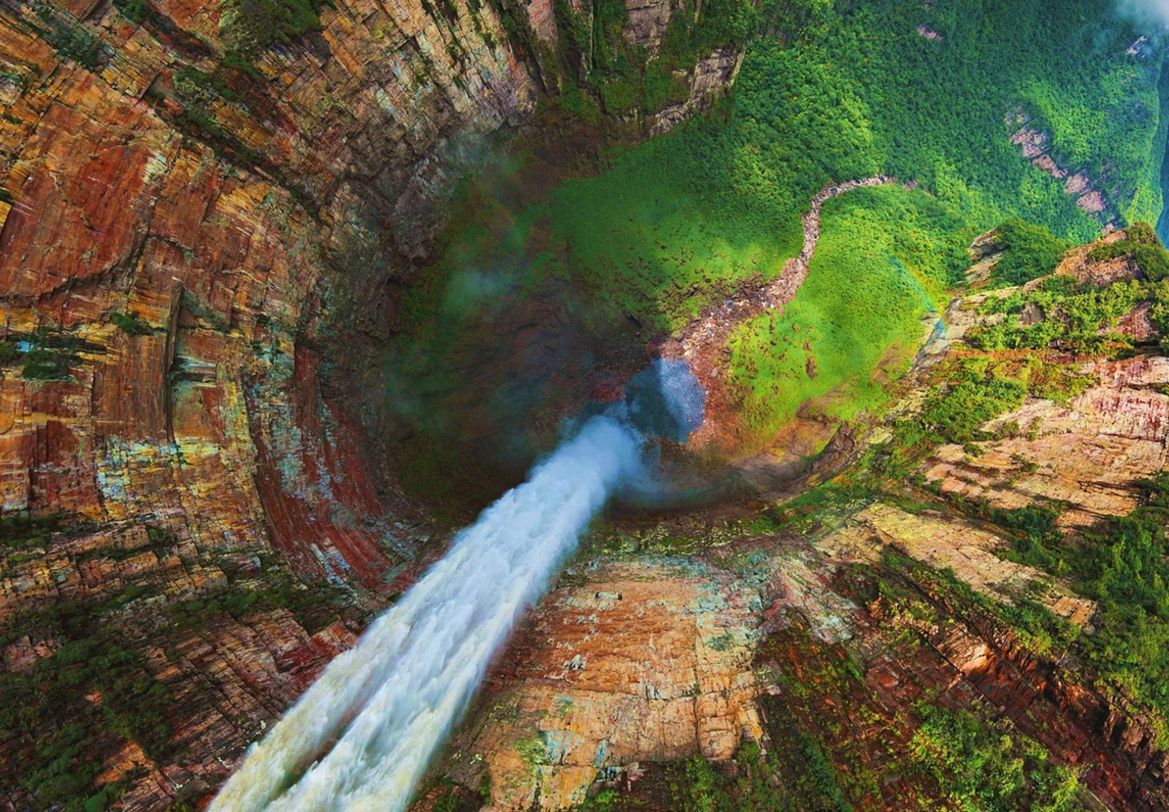 overhead view of waterfall